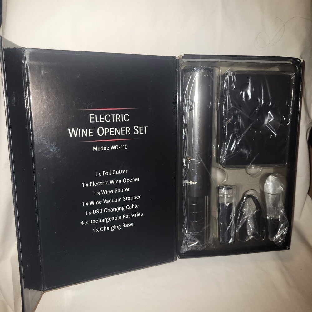 Mueller Electric Wine Opener Set Rechargeable Corkscrew with Accessories